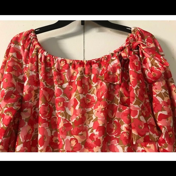 Floral Maxi Dress Size XL Poppy Red🌿Lace Trim🌺Bow Front Casual Eastern Style - Picture 8 of 12